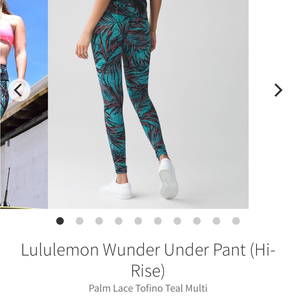 Lululemon Athletica Blue Leggings with Nature-Inspired Pattern